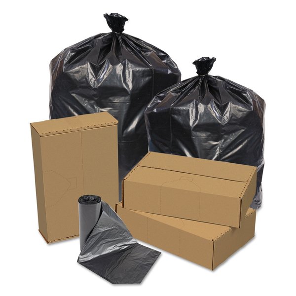 Pitt Plastics 45 gal Trash Bags, 40 in x 46 in, Heavy-Duty, 1.5 mil, Black, 100 PK EC404615K